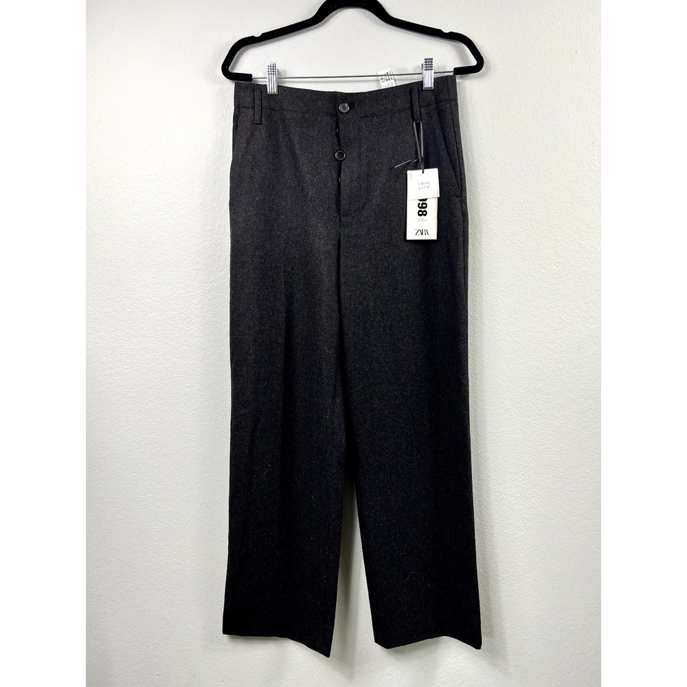 Zara Trousers Womens M Grey Masculine Flannel Archive Collection Wide Leg NEW